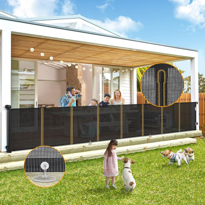200'' Retractable Baby Gates Extra Wide,34" Tall Retractable Dog Gate for Doorways,Extra Long Retractable Baby Gate for Stairs,Kitchen,Indoor/Outdoor Retractable Gate with Fiberglass Reinforcement Rod
