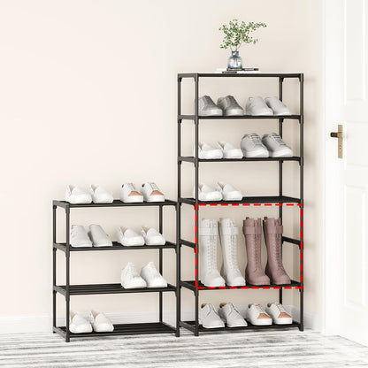Small Metal Shoe Rack,Stackable Shoe Shelf Storage Organizer for Entryway, Hallway and Closet(3-Tier,Black)