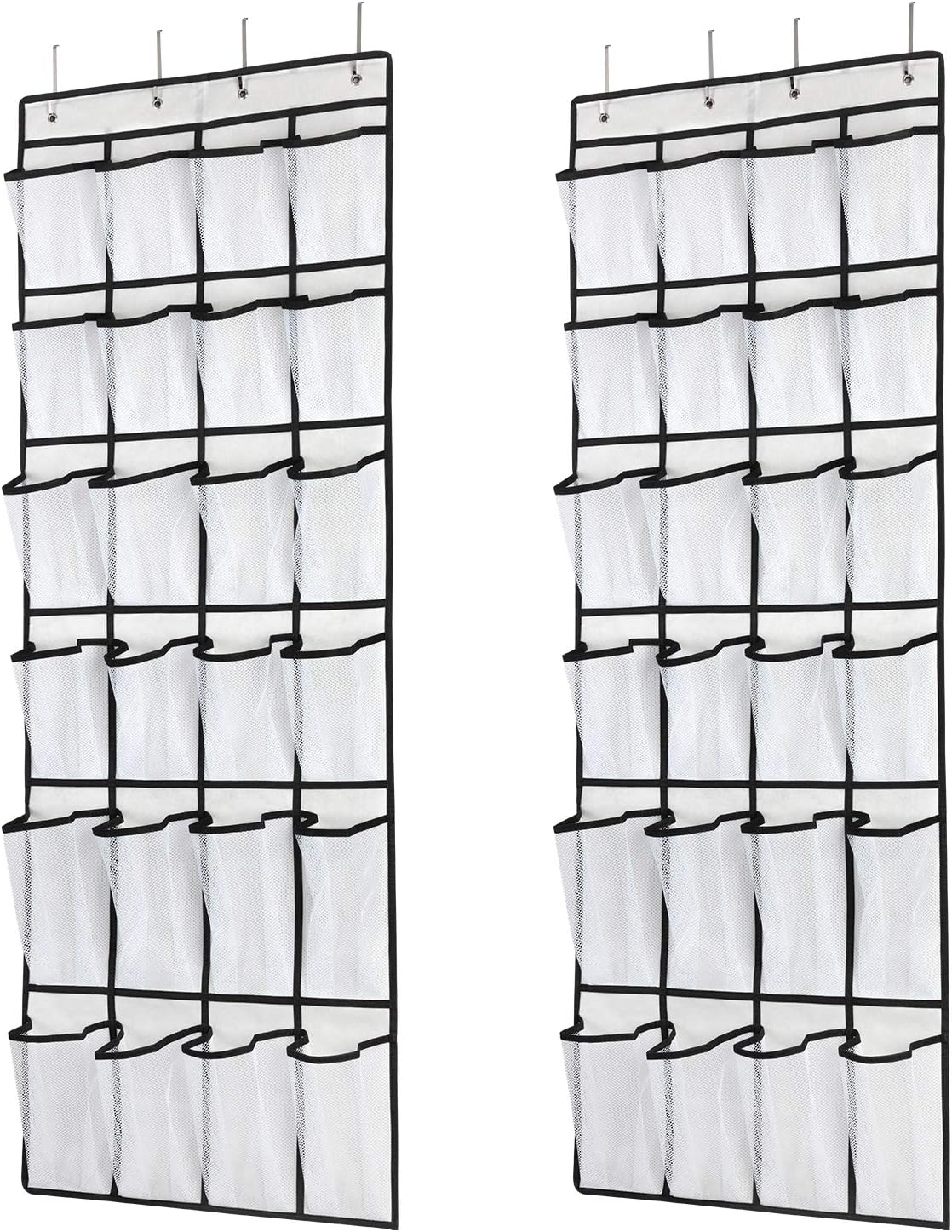 SAVERHO Over the Door Shoe Organizer, Hanging Shoe Organizer with 24 Mesh Large Pockets Door Shoe Rack Organizer for Men Women Kids Hanging Shoe Storage Bag.(White