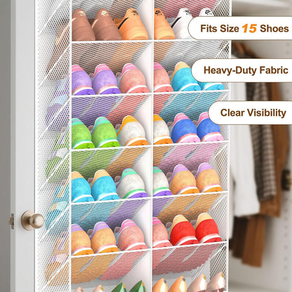 UVIAHOMI Over the Door Shoe Organizer for 20-30 Pairs, 10-Tier, Black