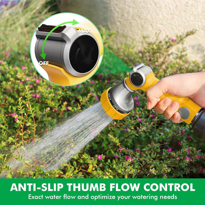 RESTMO Heavy Duty Hose Nozzle, Metal Garden Water Hose Sprayer with 7 Watering Patterns, Thumb Control, On Off Valve, High Pressure Nozzle Sprayer for Watering Plants, Car and Pet Washing, Bronze