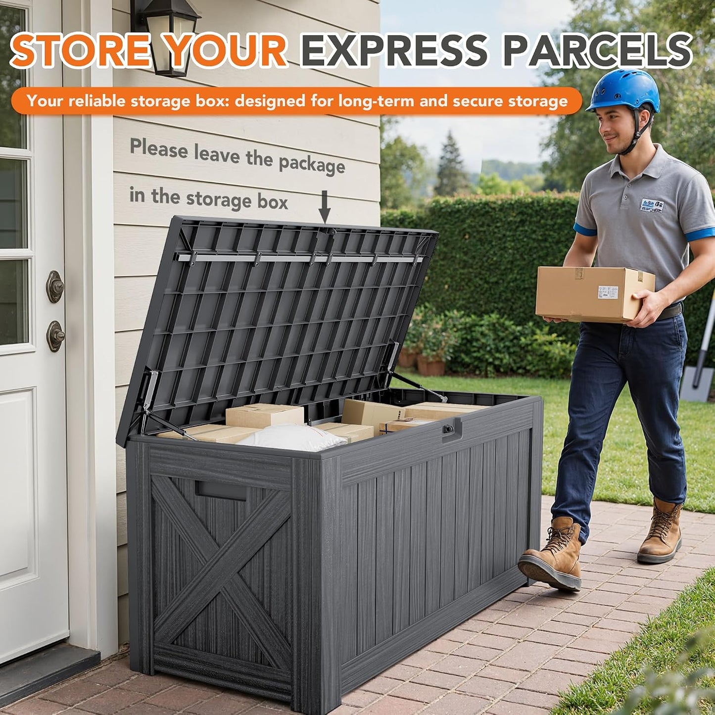 32 Gallon Deck Box Outdoor Indoor Waterproof Storage Box for Patio Furniture, Pool Accessories, Garden Tools, and Cushion Storage, Black