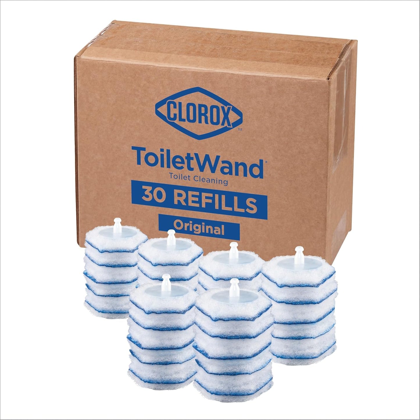 Clorox ToiletWand Disposable Toilet Cleaner Refills, 30 Count, Kills 99.9% of Germs and Viruses, Touch-Free Toilet Cleaning, Original Scent
