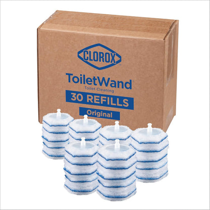 Clorox ToiletWand Disposable Toilet Cleaner Refills, 30 Count, Kills 99.9% of Germs and Viruses, Touch-Free Toilet Cleaning, Original Scent