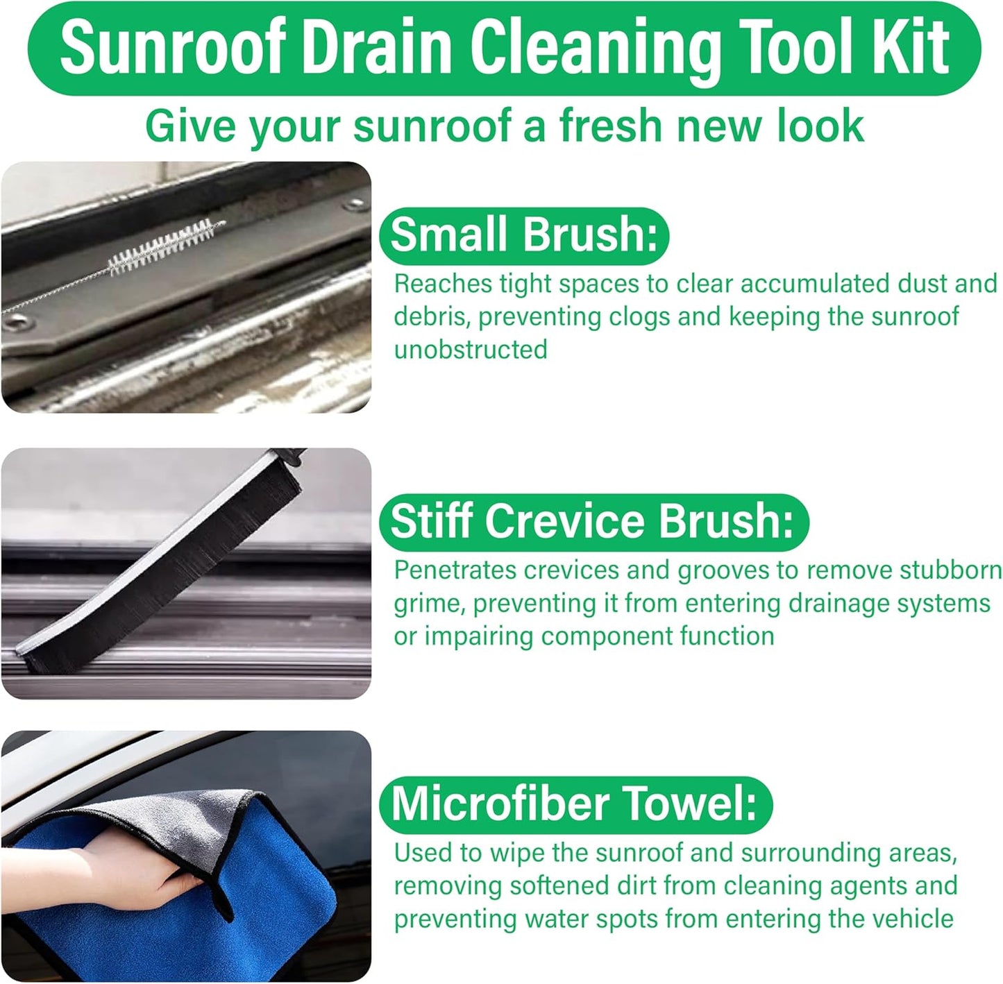 Auto Sunroof Drain Cleaning Tool, 120 Inch Flexible Tube Cleaning Brush, Drain Brush Extra Long Pipe Cleaners for Cars, Car Accessories, Car Sunroof Drain Hole Cleaner for Drains, Sewers, Windshields