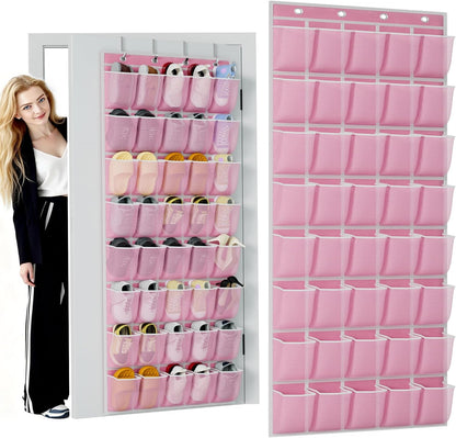 homyfort Over the Door Shoe Organizer, Hanging Shoe Rack Storage Holder with 24 Large Pockets for Closet Door, Men Women Kids Shoes, Cruise (Black)