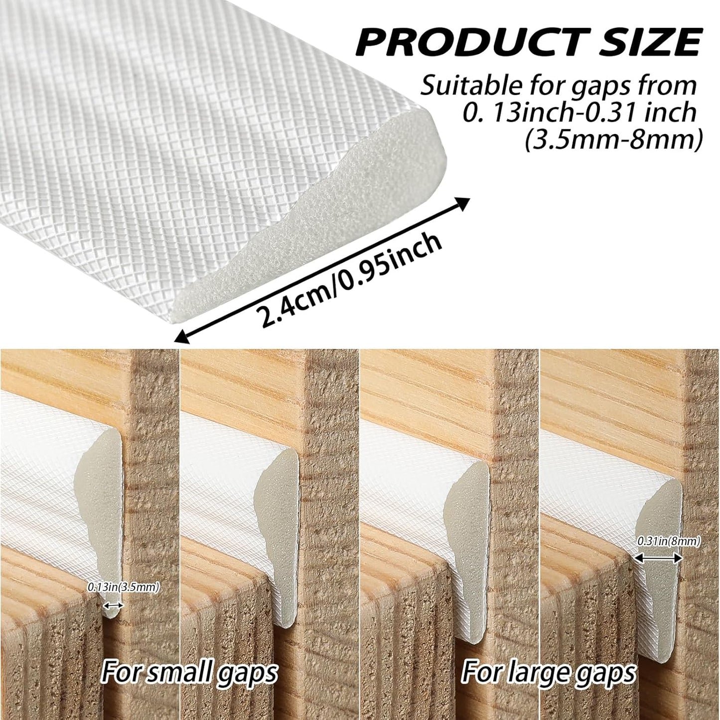 QDiShi 196" Wedge-Shape Weather Stripping Door Seal Weatherproof Foam Seals Self Adhesive Insulation Anti-Collision Strip Soundproofing Frame Insulation Tape Fits 0.13-0.31" Gaps(Grey)