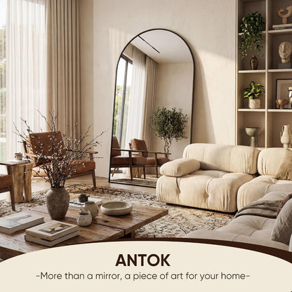 Antok 58" x19” Arched Full Length Floor Mirror, Gold Aluminum Frame, Free Standing/Wall Mount/Leaning for Bedroom, Living Room, Dressing Room