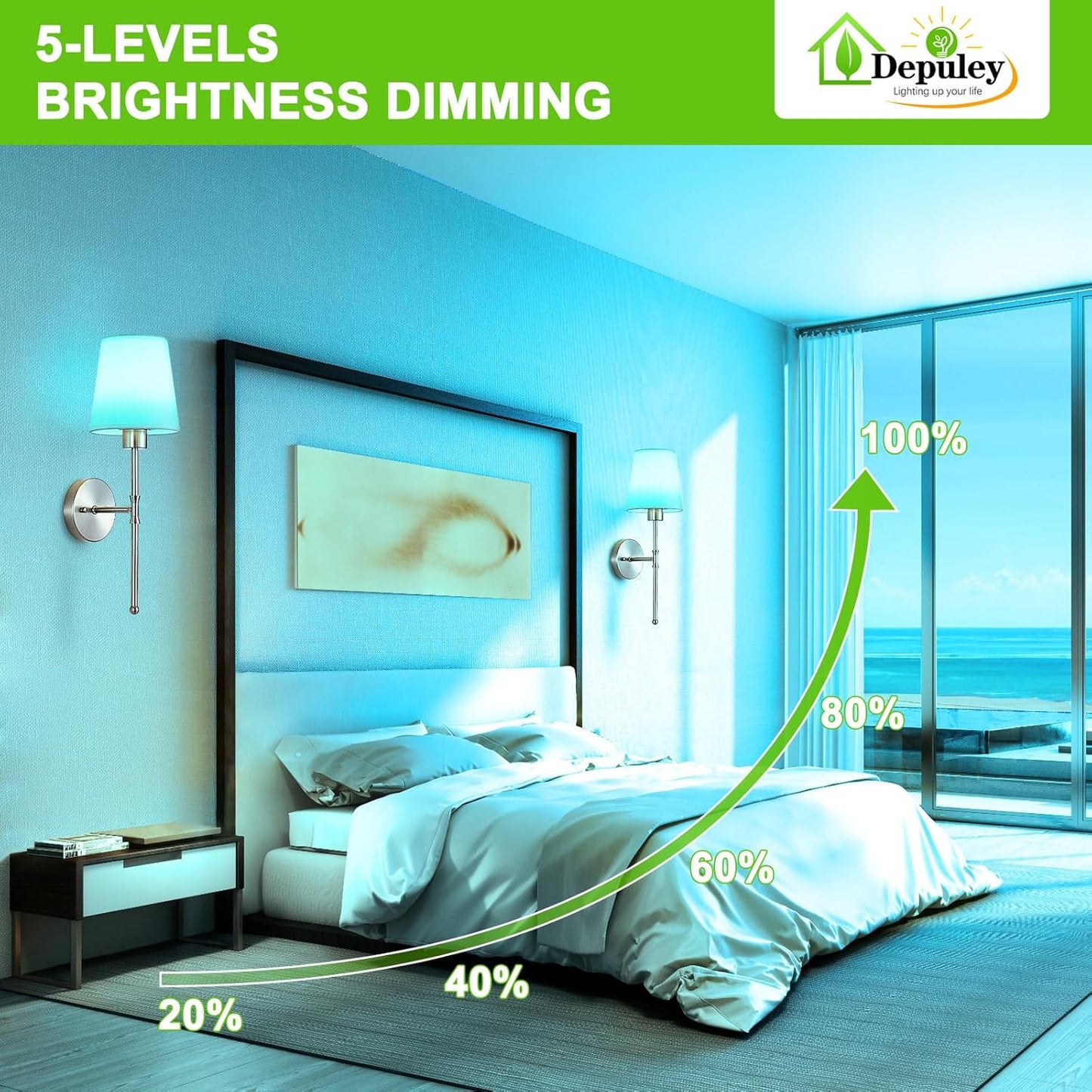 Depuley Battery Operated Wall Sconce: Set of 2 Wireless Wall Lights with 10000mAh Dimmable Bulbs and Remote for Bedroom - Rechargeable 15 Colors Gold Wall Lamp for Living Room Hallway