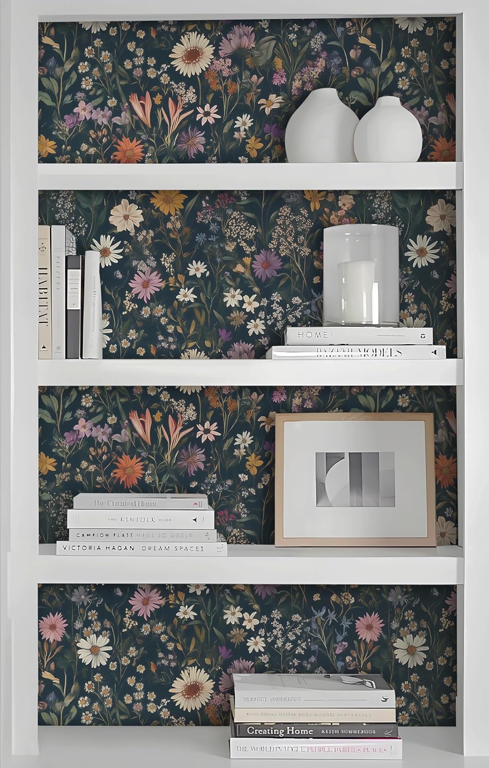 Safiyya Peel and Stick Wallpaper Vintage Floral Contact Paper 17.3" x 78.7" Wall Paper Renter Friendly Self Adhesive Removable Wallpaper for Bathroom Vinyl