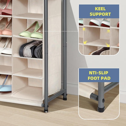 STORAGE MANIAC Stackable Shoe Cubby Organizer, Free Standing Shoe Cube Rack for Entryway, Bedroom, Apartment, Closet, 20-Cube Gray