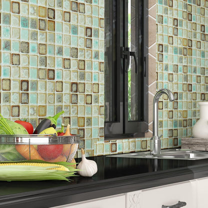 Livelynine Waterproof Wallpaper for Bathroom Shower Wall Decorative Contact Paper Self Adhesive for Furniture Stickers Kitchen Backsplash Tiles Peel and Stick Counter Removable Blue Mosaic 15.8"x78.8"