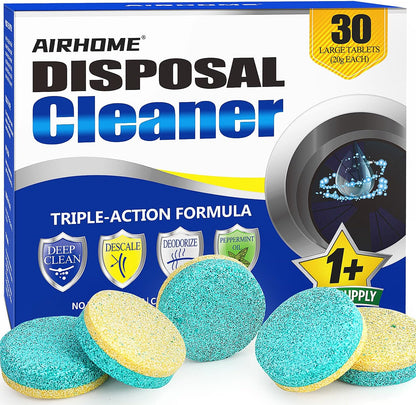 Garbage Disposal Cleaner & Deodorizer Tablets – 30 Count 15-Month Supply, Dual Enzyme Deep Cleaning Pods with Tea Tree, Mint & Lemon Oils, Eco-Friendly, Fits All Kitchen Drains