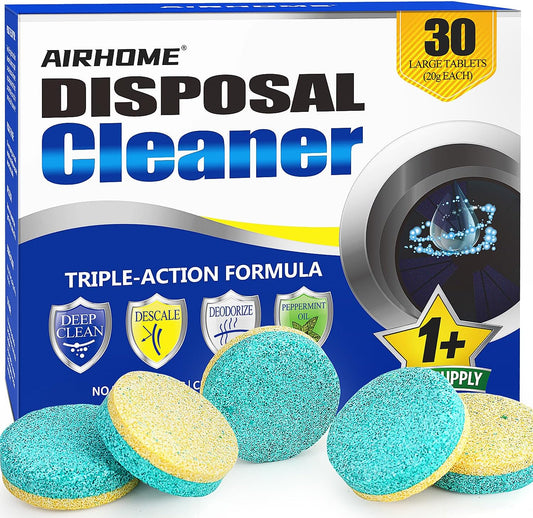 Garbage Disposal Cleaner & Deodorizer Tablets – 30 Count 15-Month Supply, Dual Enzyme Deep Cleaning Pods with Tea Tree, Mint & Lemon Oils, Eco-Friendly, Fits All Kitchen Drains