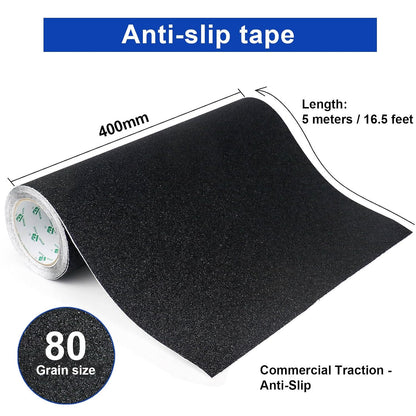 BOMEI PACK Black Anti Slip Tape, 4 Inch x 33 Foot Non-Slip Traction Grip Tape for Stairs, Waterproof Stair Treads Grip Non Slip, Non Skid Tape for Steps, Outdoor Black Grip Tape