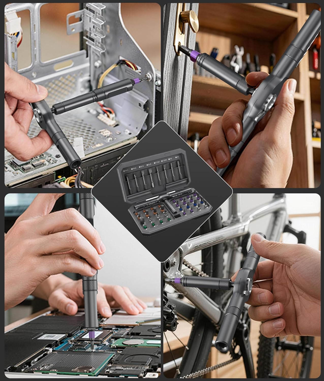 24 in 1 Magnetic Ratchet Screwdriver Set – Multi Bit Precision Repair Tool Kit with Detachable Handle, S2 Steel Bits, Portable Storage Case for Furniture, Computer, Bicycle, Electronics