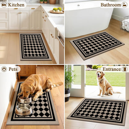 Vaukki Indoor Door Mat 17"x30", Ultra Thin Doormat Indoor Entrance, Non Slip Rubber Backed Inside Welcome Mat for Front Door, Low-Profile Washable Dirt Trapper Entry Floor Mat for Entryway, Sweet Home