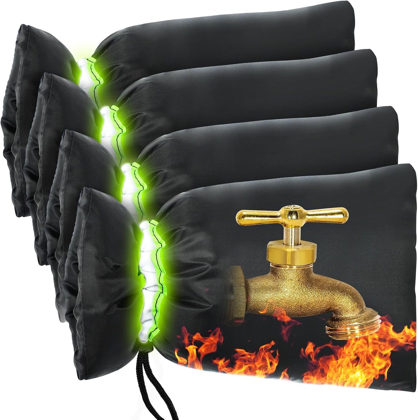 MIXC Outdoor Faucet Cover for Winter - 4 Packs 7.09''W x 10.24''H Water Socks Freeze Protection Pipe Insulation Reusable Waterproof Insulated Spigot Backflow Cover