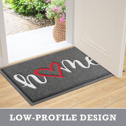 CozyBounty Black Door Mat Welcome Mats Outdoor Indoor Non-Slip Doormat for Entryway Low-Profile Floor Mat for Yard, Garage, High Traffic Areas (30"x17.5", Black)