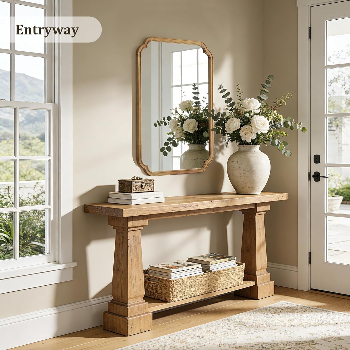 WallBeyond Full Length Mirror Wall Mounted 65"x22", Rustic Wooden Frame Floor Mirror, Large Full Body Mirror for Bedroom, Leaning or Hanging Against Wall, Natural