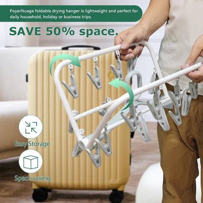 Plastic PP Drying Hanger, Anti-Rusty Drying Rack for Clothes, Socks, Lingeries, Delicates, Drying Hanger with 32 Clips for Baby Clothes, Towels