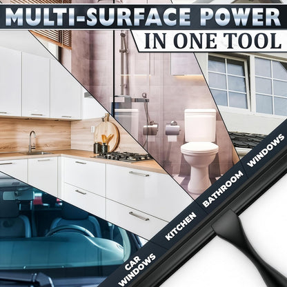 Shower Door Squeegee with Adhesive & Hanging Hooks, 12" Silicone Blade - Stainless Steel All-Purpose Squeegee for Shower Glass, Bathroom Mirror Cleaner Tool Suitable for Tile Walls - Multi-Surface Use