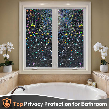 Haton Window Privacy Film, Stained Glass Rainbow Film Decorative Window Clings, Static Cling Sun Blocking Stickers Decals Coverings Tint for Home Heat Control, Non-Adhesive 17.5" x 78.7"