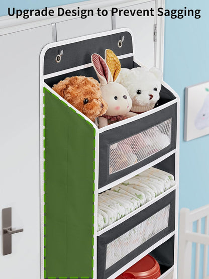 JARLINK 2 Pack Over the Door Organizer Storage, 5 Shelf Hanging Door Organizer with 5 Large Capacity Pockets, Anti Tilt 44 lb Load Behind Door Storage for Bedroom, Bathroom, Pantry, Nursery, (Grey)