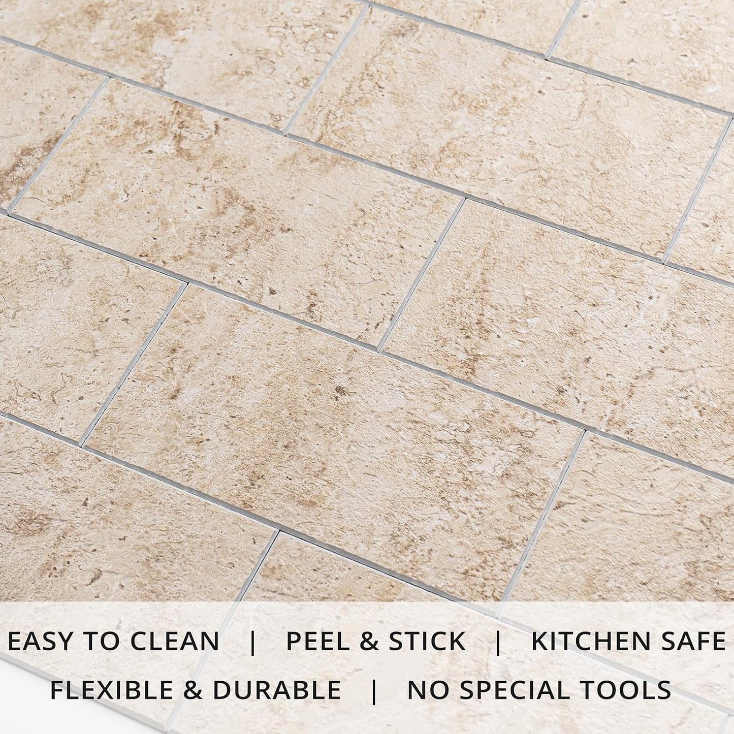 StyloVue 100 Pieces Peel and Stick Backsplash for Kitchen, 3" x 6" PVC Subway Tile, Glossy White with Dark Gray Grout, Self Adhesive Stick on Wall Tiles for Kitchen, Bathroom, Fireplace, RV