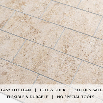 StyloVue 100 Pieces Peel and Stick Backsplash for Kitchen, 3" x 6" PVC Subway Tile, Glossy White with Dark Gray Grout, Self Adhesive Stick on Wall Tiles for Kitchen, Bathroom, Fireplace, RV