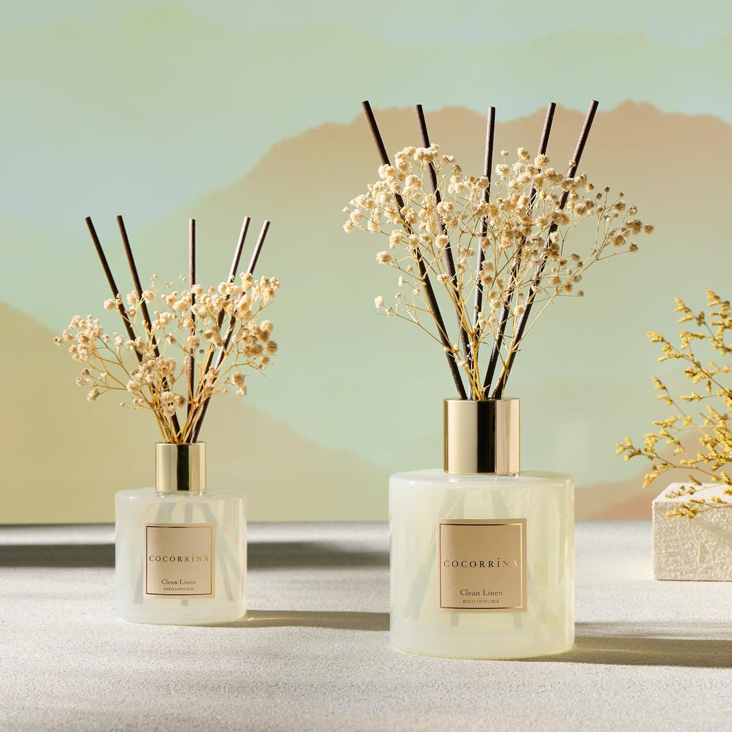 Cocorrina Reed Diffuser Set, Flower Reed Diffuser Sandalwood Rose 6.7 oz, Scented Diffuser with Sticks Home Fragrance Essential Oil for Bathroom Shelf Decor, Living Room, Large Room, 1pack