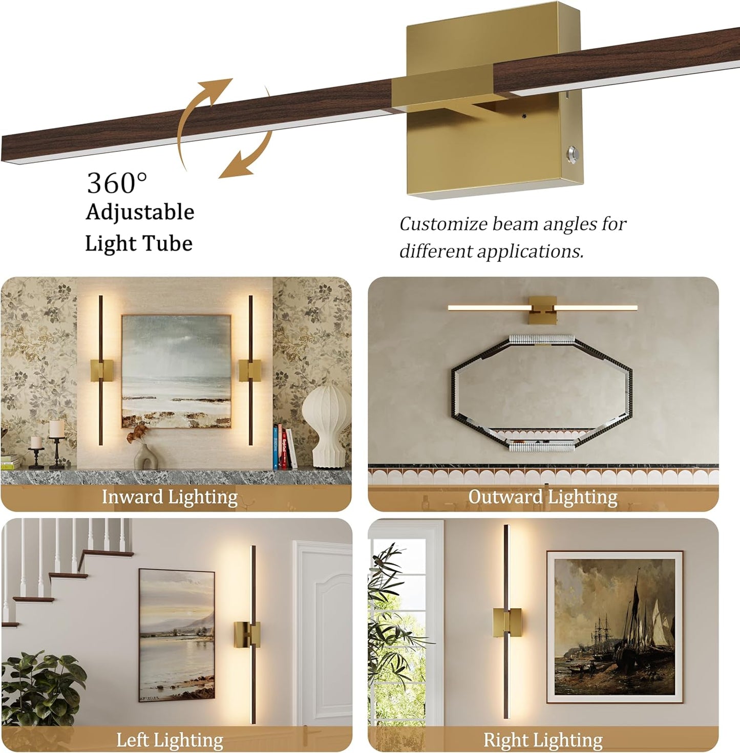 8000mAh Battery Operated Wall Sconce with Remote Control, 3000K-6000K Dimmable Black Wireless Rechargeable Wall Sconces Set of Two with Timer Function for Living Room, Bedroom, Stairwell, TV 24 Inch