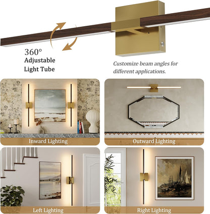 8000mAh Battery Operated Wall Sconce with Remote Control, 3000K-6000K Dimmable Black Wireless Rechargeable Wall Sconces Set of Two with Timer Function for Living Room, Bedroom, Stairwell, TV 24 Inch