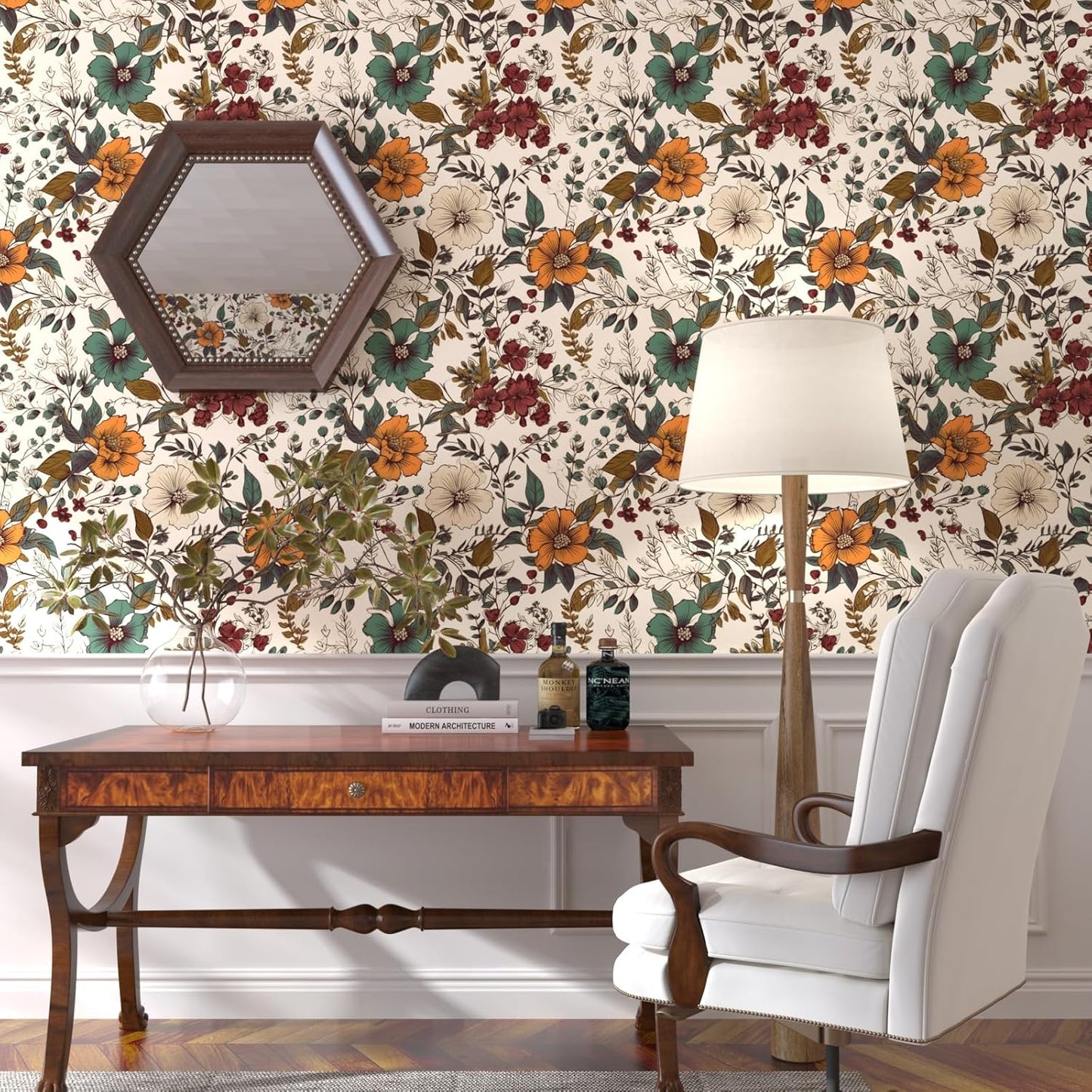 Danodoi Yellow Floral Wallpaper Peel and Stick Vinyl Wallpaper Stick and Peel Colorful Contact Paper for Cabinets Waterproof Self Adhesive Wall Paper for Kitchen Countertop Wall 17.5" x 118"