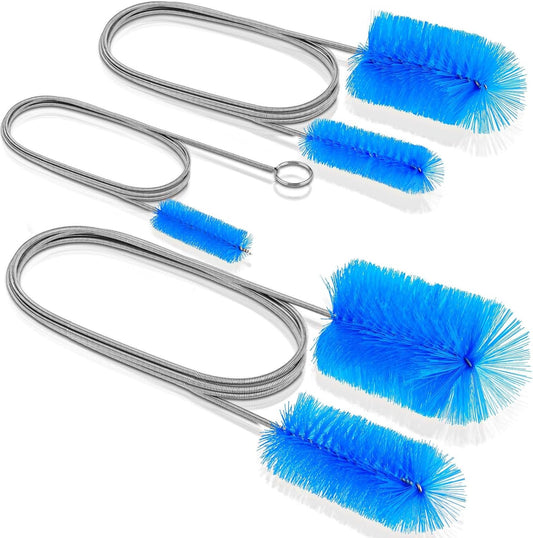 EVOULTES 66" Flexible Drain Brush Tool with Large Brush Head and Double Elastic Nylon Ends, Stainless Steel Long Tube Cleaning Brushes for Kitchen, Sink, Drain Pipe and Long Pipe Cleaning