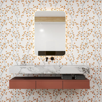 GloryTik Floral Peel and Stick Wallpaper, Removable Blue Floral Contact Paper, Self Adhesive Renter Friendly Wallpaper for Bedroom Living Room Bathroom (17.3" x 78.7")