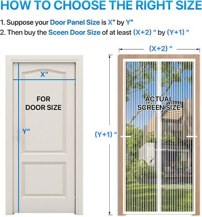 Heavy Duty Door Screen Magnetic Closure, LOVIGA Thickened Fiberglass Screen Door Mesh, Self Sealing, Tear Resistant, Easy Assemble, Fine Mesh Keep Bugs Out Fit Door Size 36 Inch X 82 Inch