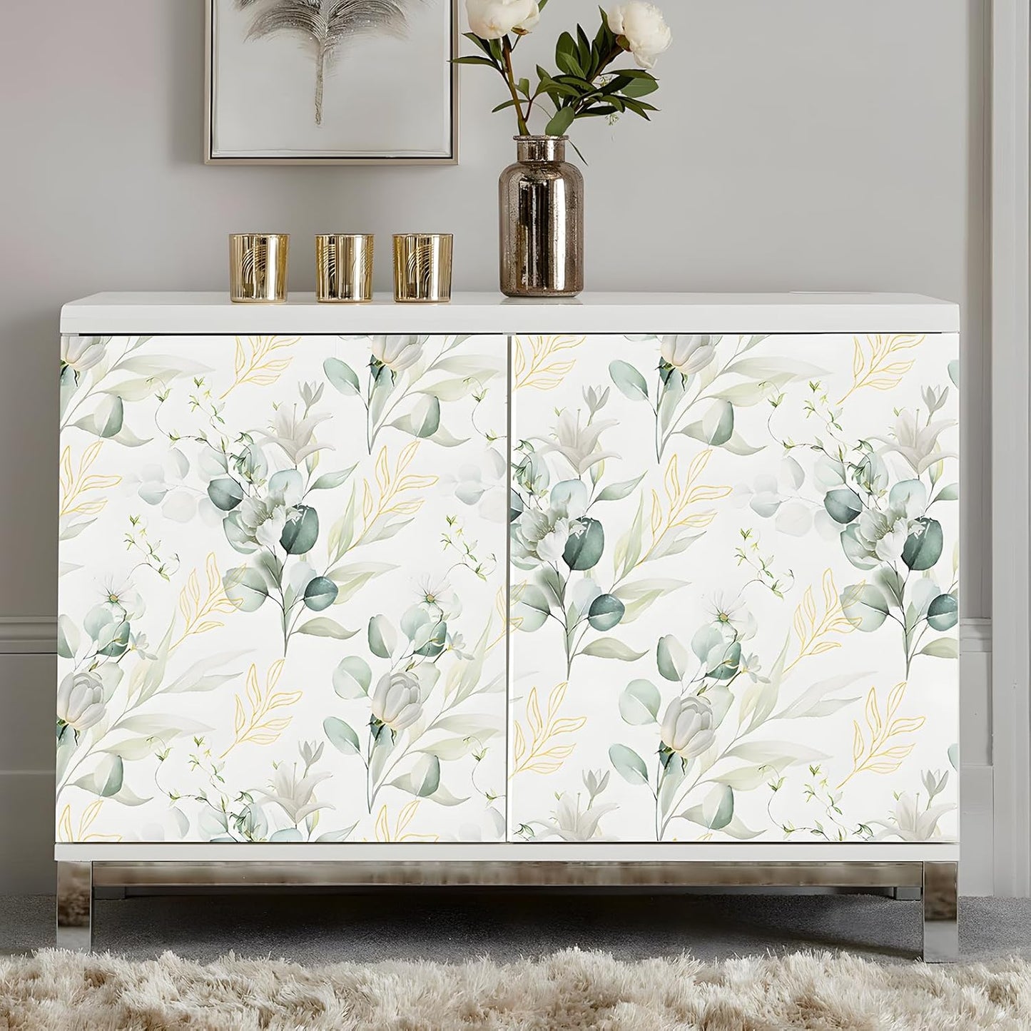 Removable Peel and Stick Wallpaper Boho 17.5 x 118 in Floral for Bedroom Bathroom Easy Peel Off Stick on Wallpaper Contact Paper Renter Friendly Wall Paper
