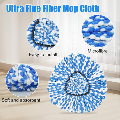Mop Heads for O Cedar RinseClean 2 Tank Spin Mop System, 3 Microfiber Mop Head Refills and 3 Chenille Mop Pads,1 Scrub Brush, and 1 Mop Base with Mop Handle Set Combo