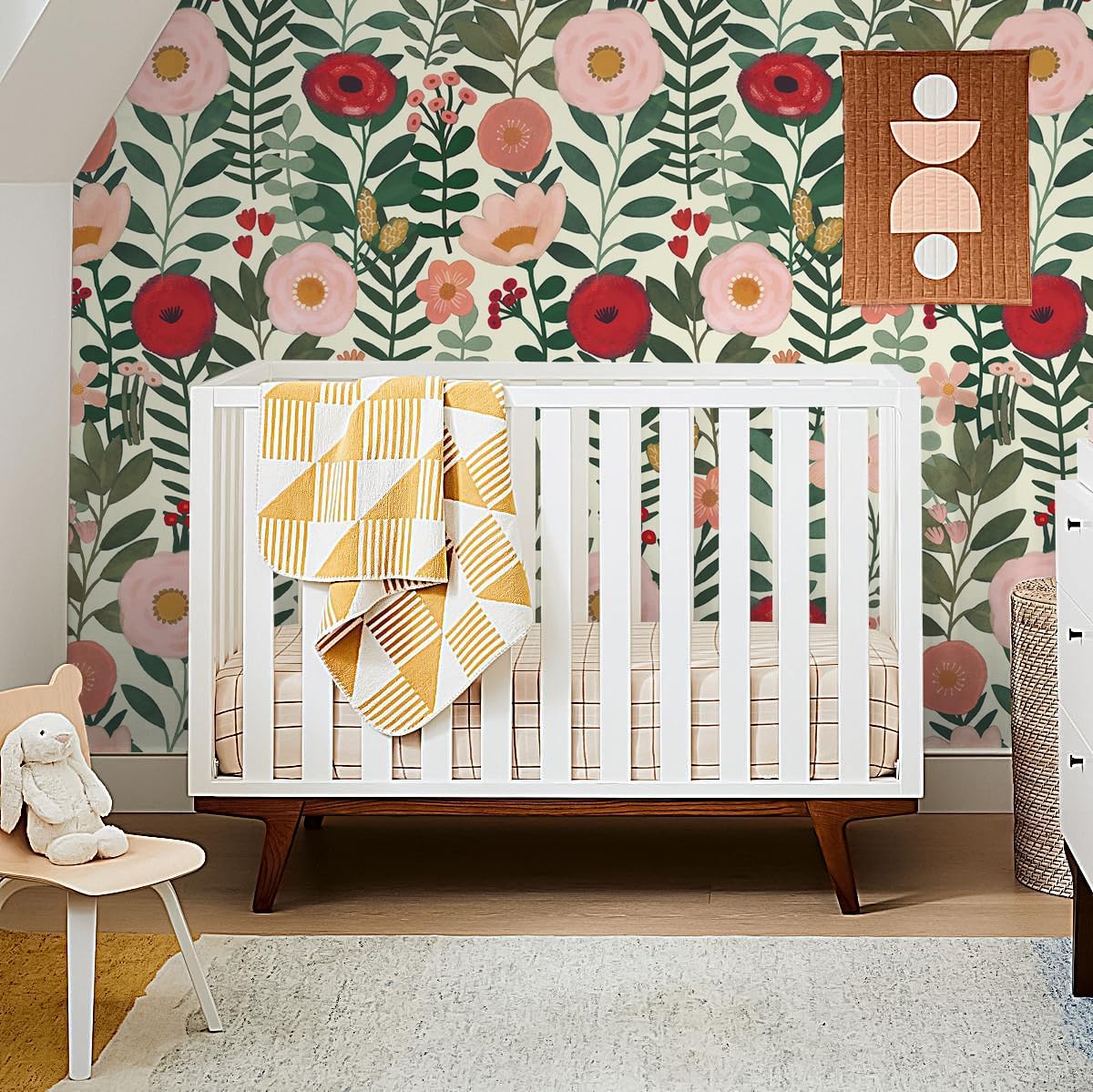 HAOKHOME Floral Peel and Stick Wallpaper Boho Vintage Wall Paper Removable for Bathroom Nursery Beige/Pink/Red Contact Paper 17.3in x 9.8ft