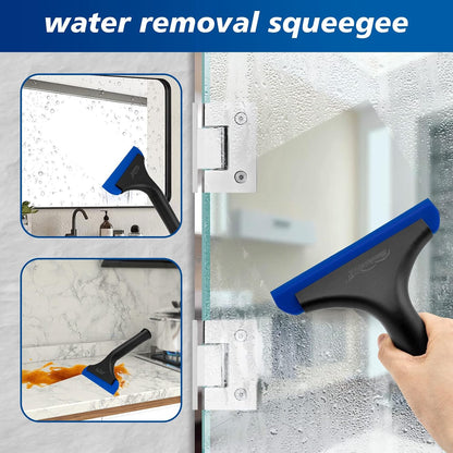 NEWISHTOOL Bathroom Shower Squeegee 5.9 Inch Soft Silicone Blade Squeegee for Shower Glass Door Mirrors Car Windshield, Kitchen Squeegee Countertops Cleaning and Water Removal Scraper w/Hanging Hole