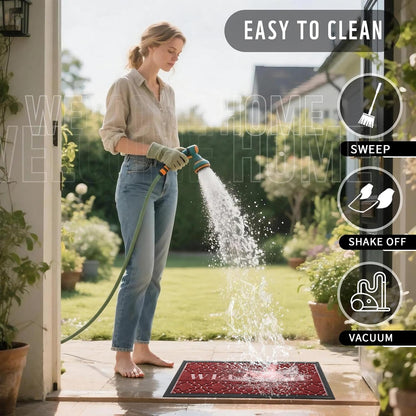 Yimobra Welcome Mat Outdoor Indoor, All-Weather Waterproof Front Door Mat Outside Entrance, Non-Slip Low Profile Porch Patio Doormat, 29.5x17, Black
