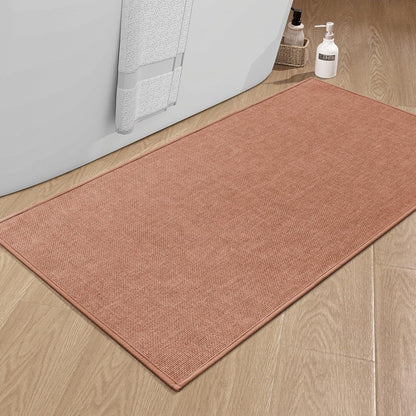 chakme Bathroom Rugs Mat 24x17, Ultra Thin Non Slip Bath Mat Small Quick Dry Absorbent Bath Mat for Bathroom Floor, (Dark Beige, 24"x17")