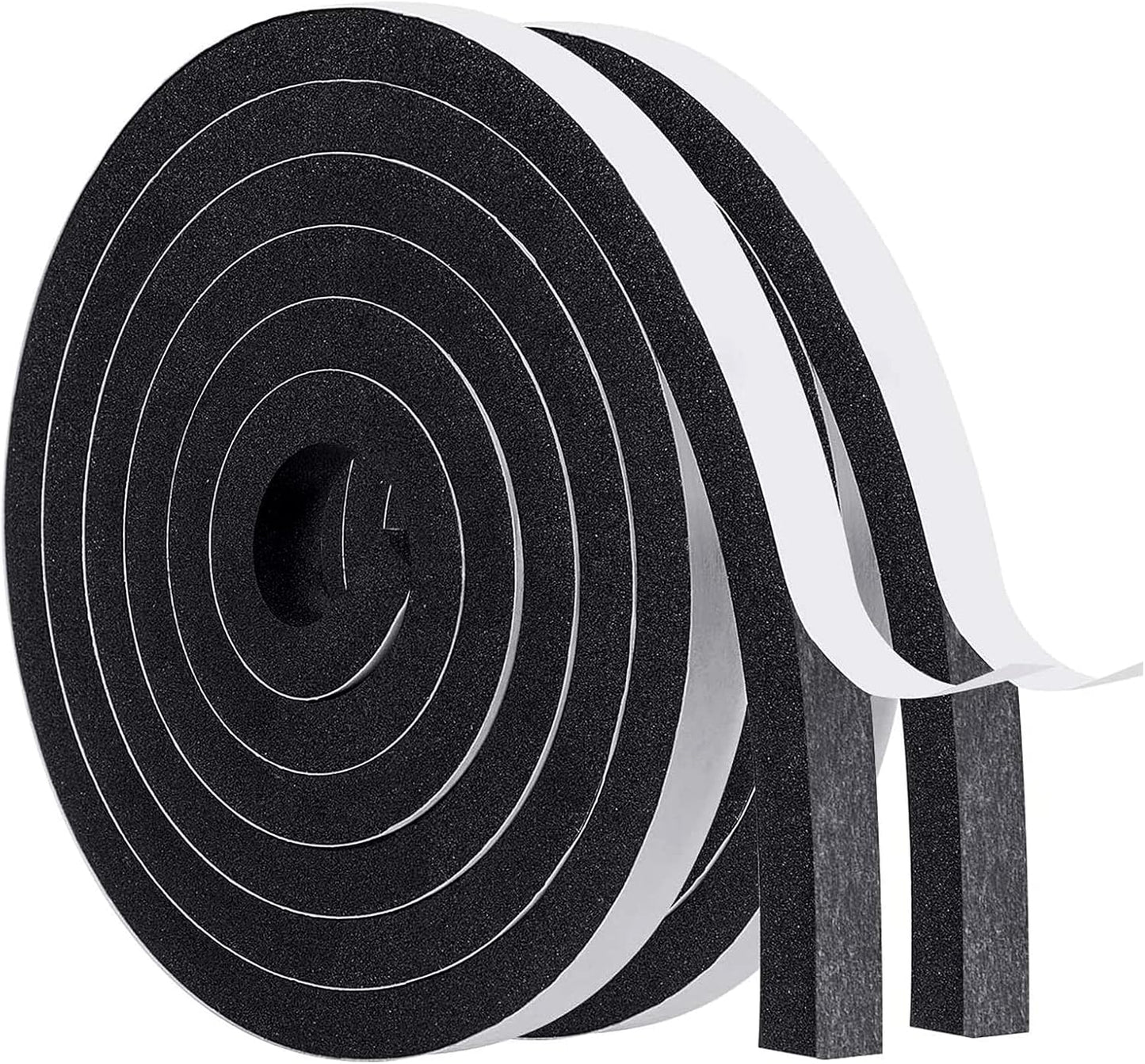 MAGZO Weather Stripping Door Seal, 1/2 Inch Wide X 1/8 Inch Thick Adhesive Foam Tape Soundproof Weatherstripping for Windows, 3 Rolls Total 50FT Black