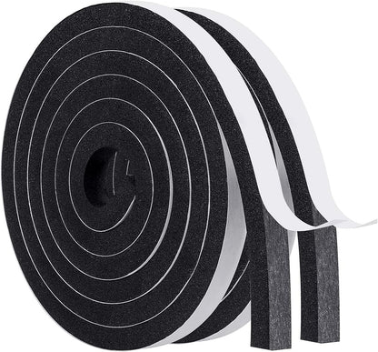 MAGZO Weather Stripping Door Seal, 1/2 Inch Wide X 1/8 Inch Thick Adhesive Foam Tape Soundproof Weatherstripping for Windows, 3 Rolls Total 50FT Black