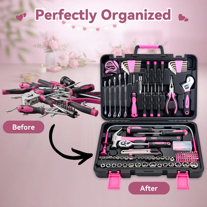 KOOPOOL Tool Set, Tool Box Kit for Mechanic and Car, General Household Home Tool Kit, Basic Tool Kit for Home Auto Repair, with Storage Case