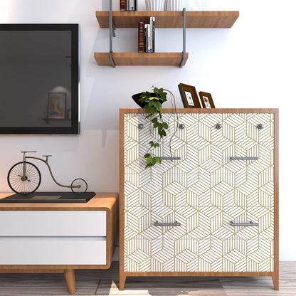 MelunMer Geometric Peel and Stick Wallpaper Gold 118In L 17.7In W Self Adhesive Removable Wallpaper for Bedroom/Bathroom Waterproof Modern Contact Paper for Cabinets Gold Contact Paper Shelf Liner