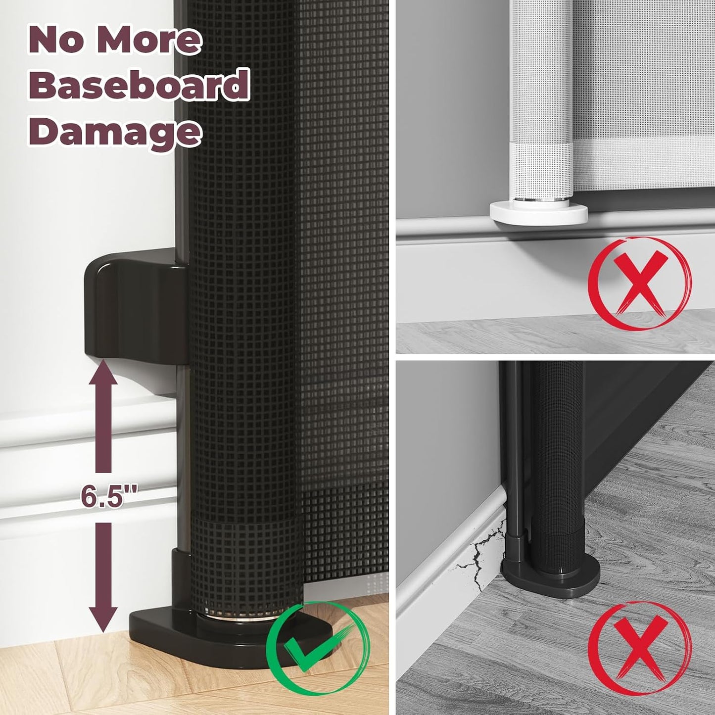 Retractable Baby Gate for Stairs & Doorways, Mesh Dog Gate Indoor Outdoor, Extends to 55" Wide 34" Tall Child Gate for Hallways, Deck, Porch, Pet Toddler Safety Essentials, Easy Install, Grey