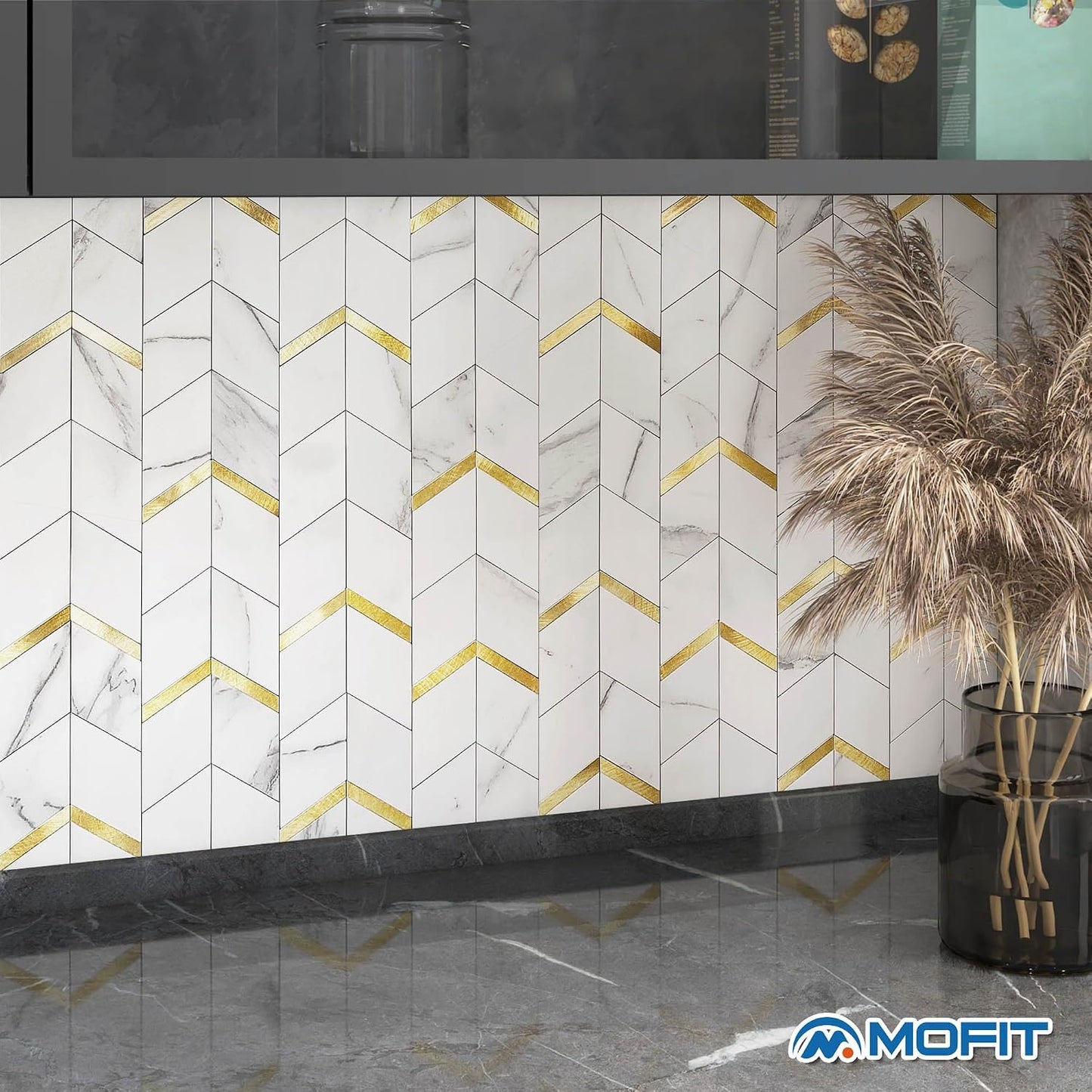 MOFIT Peel and Stick Backsplash for Kitchen,3D Wall Panel Peel and Stick Tile Self Adhesive Backsplash for Bathroom Tile Stickers Diamond (5Sheets,Blue Green Gray)