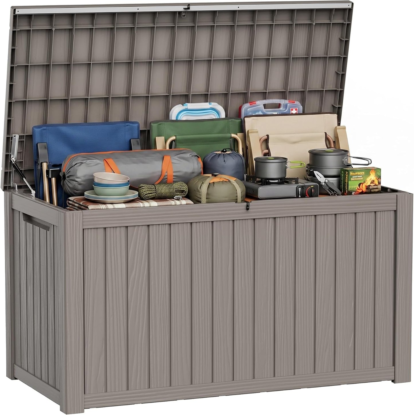 150 Gallon Waterproof Outdoor Storage Box,Resin Deck Box,Lockable Outside Storage Box Container for Patio Furniure,Garden,Tools (150 Gallon,Black)